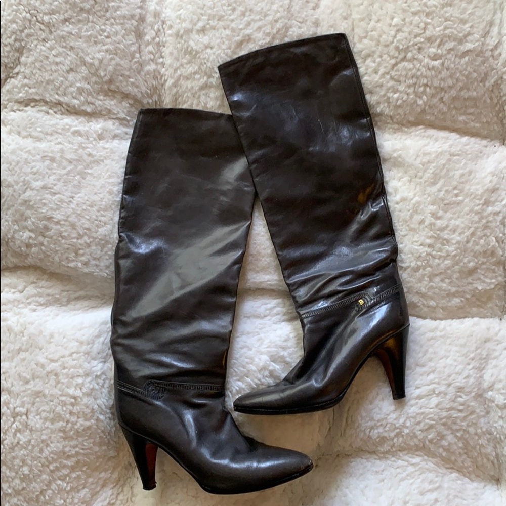 Gorgeous Grey Italian Leather Tall Boots Size 8.5